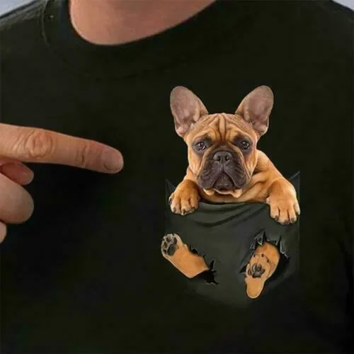 

Unique French Bulldog In Pocket Funny Dog Lovers Gift T-Shirt. Summer Cotton Short Sleeve O-Neck Mens T Shirt New S-3XL