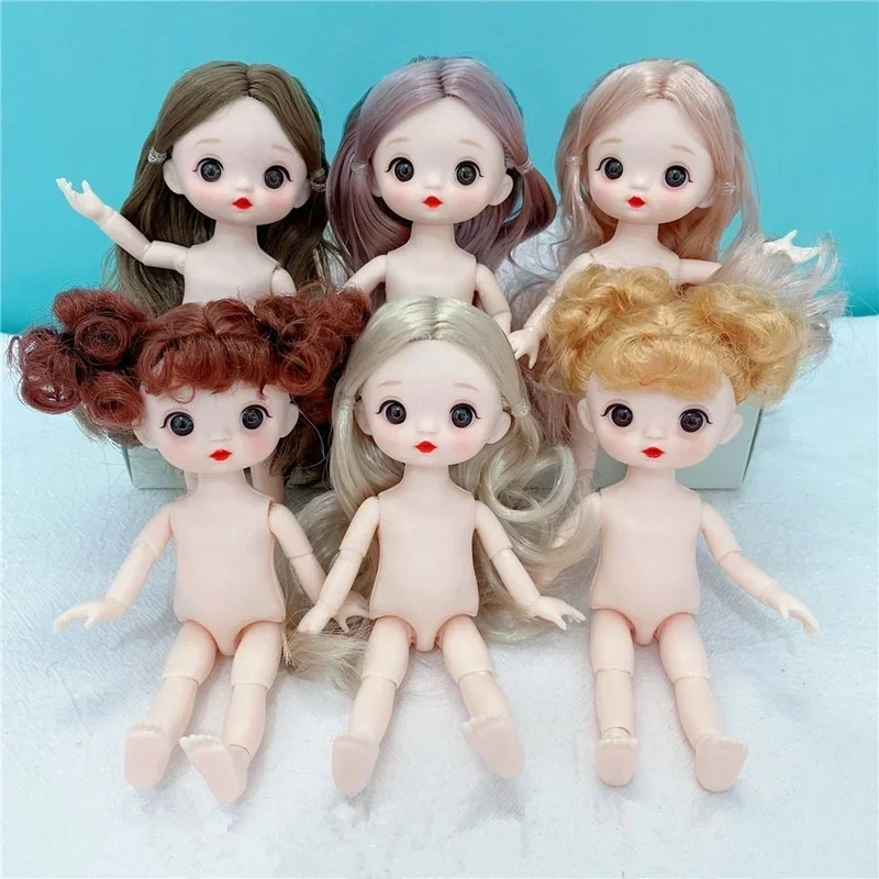 16cm BJD Doll 13 Jointed 1/8 Multiple Color Hairstyles Cute Face for Girls DIY Toys Nude Body Fashion Gift