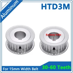 1pcs 30 40 50 60 Teeth HTD3M Timing Pulley Aluminum Synchronous Wheel For 15mm Width Belt Keyway Bore 8/10/12/12.7/14/15-25mm