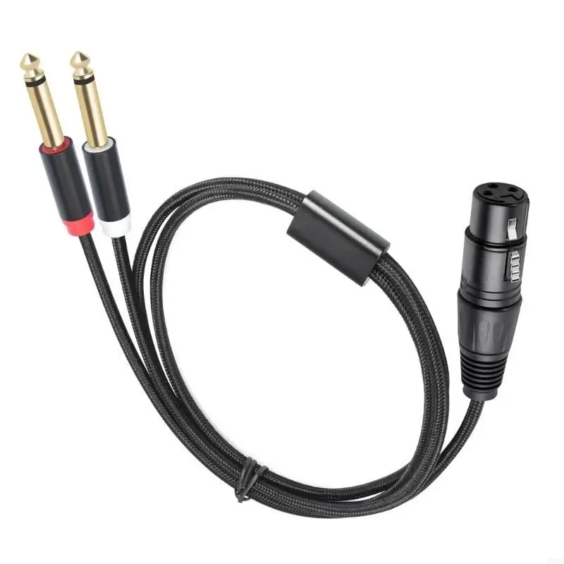193A 2x 1/4inch to 3Pin Female Y Splitters Cable,3Pin to 2x6.35mm Mono Cable