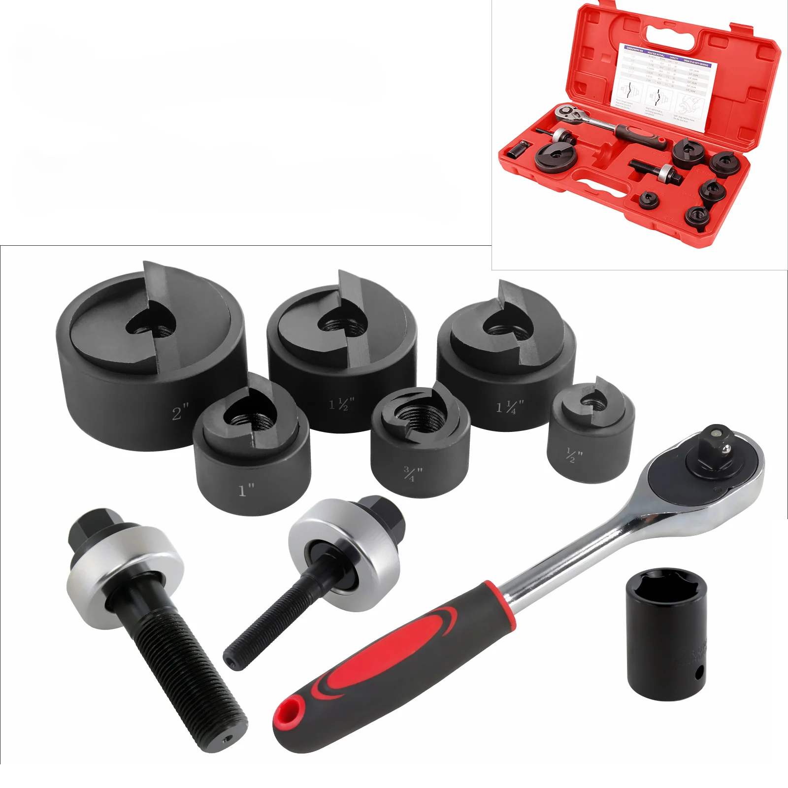 

Manual Knockout Punch Kit Portable Hole Making Tool MK-60 range from 1/2" to 2" (22.5 to 61.5mm) Ratchet Hole Puncher