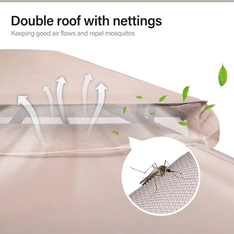 شرفة فناء خارجية مقاس 10 × 13 بوصة مع مسامير توسيع، مأوى خيمة حفلات شرفات المراقبة شديدة التحمل مع أسطح مزدوجة، شبكات ناموسية