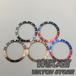 38mm Vintage Aluminum Watch Bezel Black Blue Red Brown Slope Insert fit For 40mm Case Retro Men's Watch Replacement Watch Parts