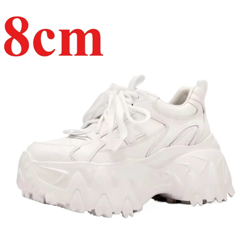 

Thick-soled Height Increasing Dad Shoes for Women's 8cm Elevated Style Spring Comfortable Breathable Casual Sports White Shoes