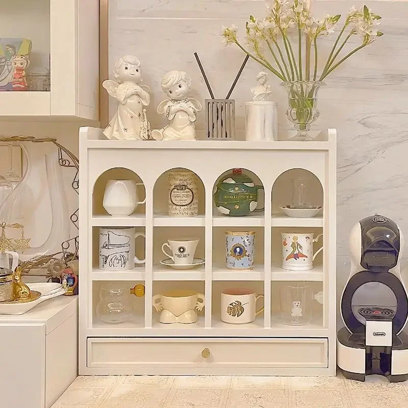 Nordic white cup holder Simple modern living room storage rack Desktop storage rack Cup display rack Duobao grid rack