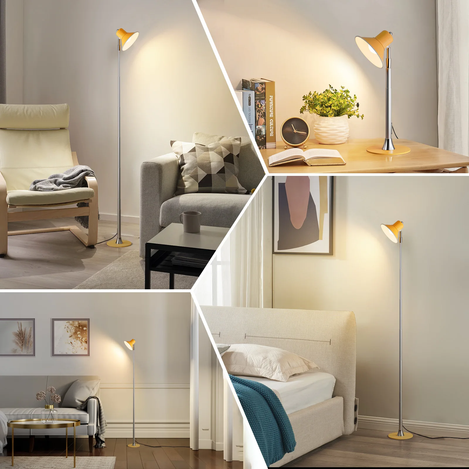 Minimalist USB Plug Style Retractable Floor Lamp for Living Room Bedroom LED Bedside Button Standing Lights