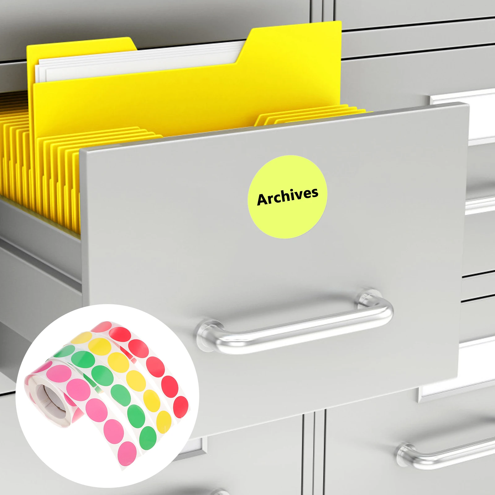 

4 Rolls Decorative Mark Stickers Color Labels Round Dot Colorful Adhesive Circle Labels Paper Folder Organization