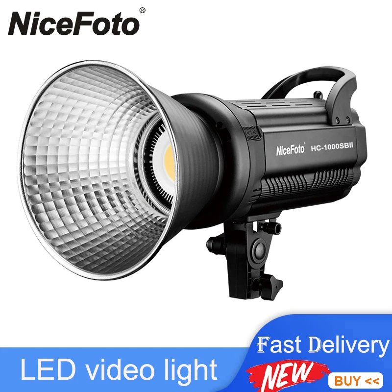 NiceFoto HC-1000SB/HC-1000SBII 100W Daylite 5600K LED Video Light Bowens Mount AC Power Supply