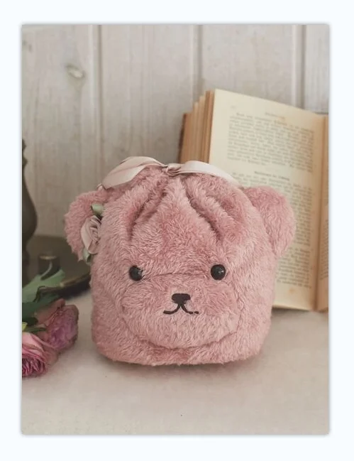 Kawaii japonais automne et hiver nouveau 10th anniversaire mignon ours en peluche portable sac à langer sac cosmétique rose sac pendentif femme
