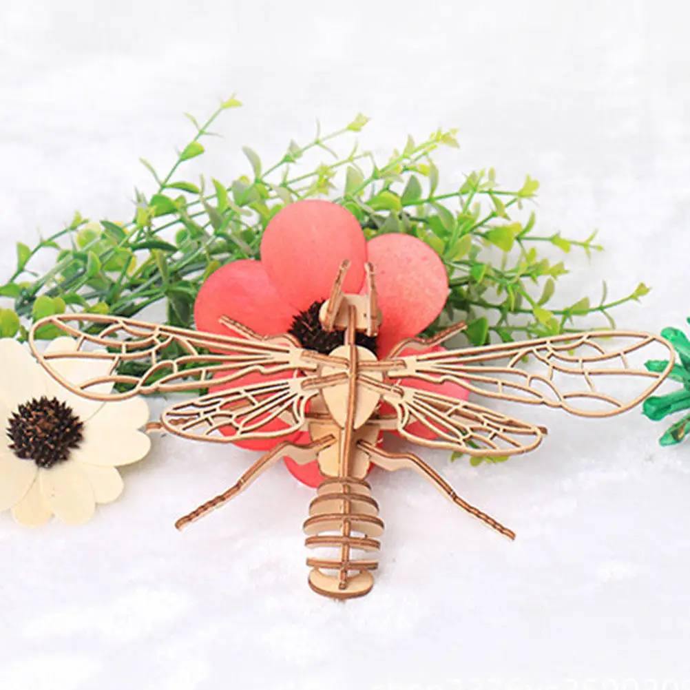 

6Pcs 3D Puzzle Wooden Insect Shapes Educational Creative DIY Animal Assembly Puzzle Home Ornaments for Kids Development