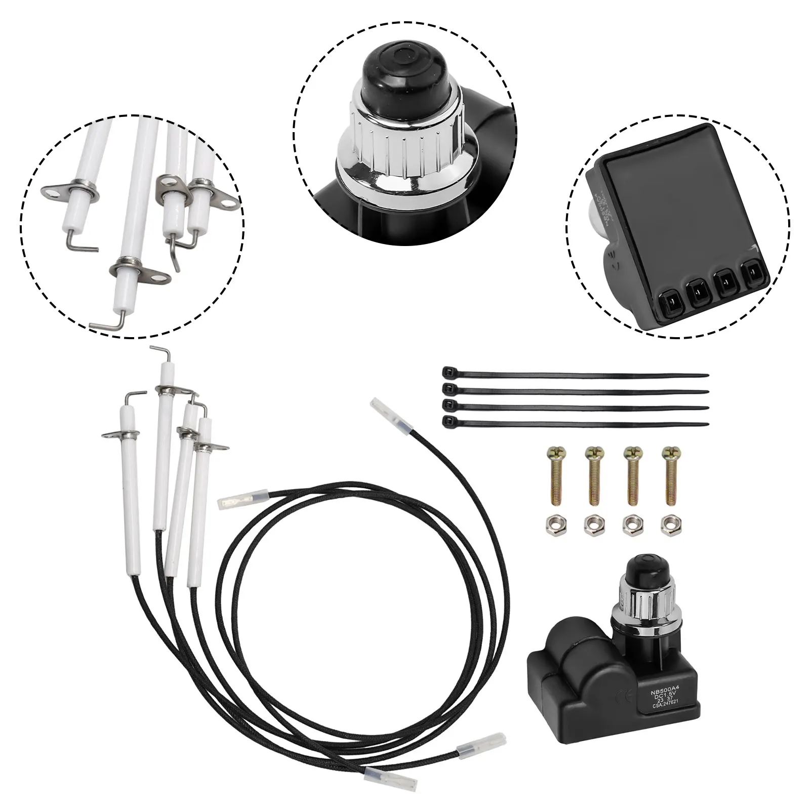 Electric Ignition Kit With 4 Ceramic Electrodes Push Button For 36 Inch Griddle Grill Replacement Parts High For Temperature Res