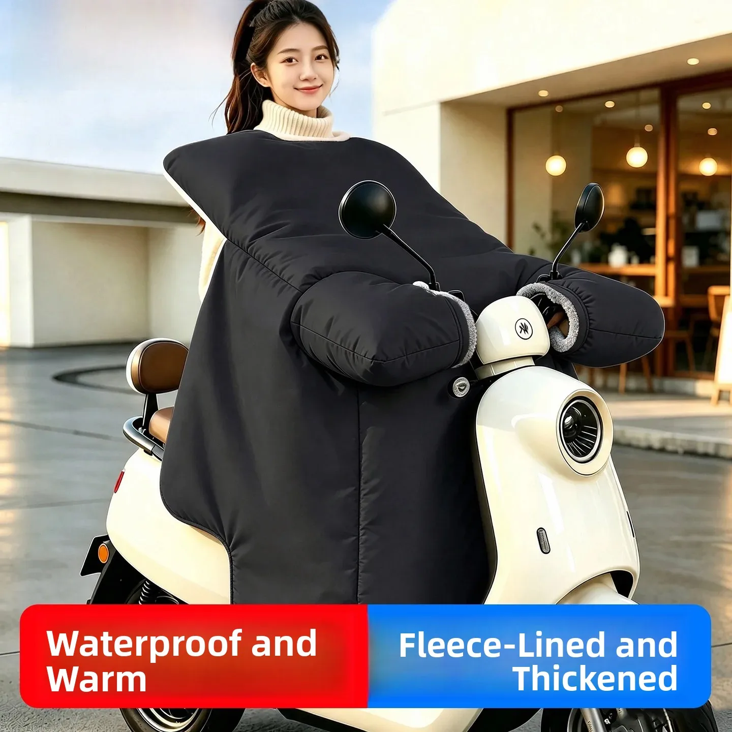 厚手冬用電気自動車防風ブランケット-ミルクベルベットフリース一体型-特厚防水-新型2026