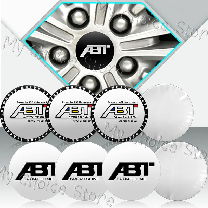 4Pcs 56mm ABT Logo Aluminum Car Wheel Center Emblem Hub Caps Stickers For Golf MK5 MK6 Passat Jetta Touareg Tiguan Accessories