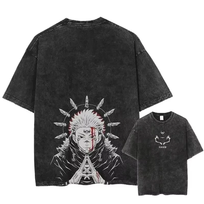 Jujutsu Kaisen T Shirt Men Women Tshirt Gojo Satoru Washed Cotton T-shirt Clothing Summer Short Sleeve Oversized Tees Streetwear