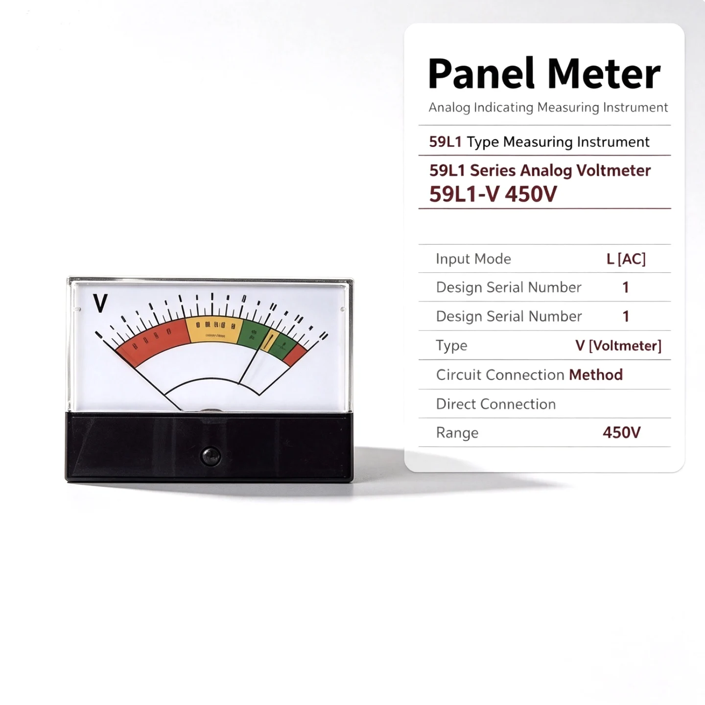 59L1 Series Analog Voltmeter Ac 450V Panel Voltage Meter Type 1 Direct Connection Voltage Indicator Distribution Panel Switchgear