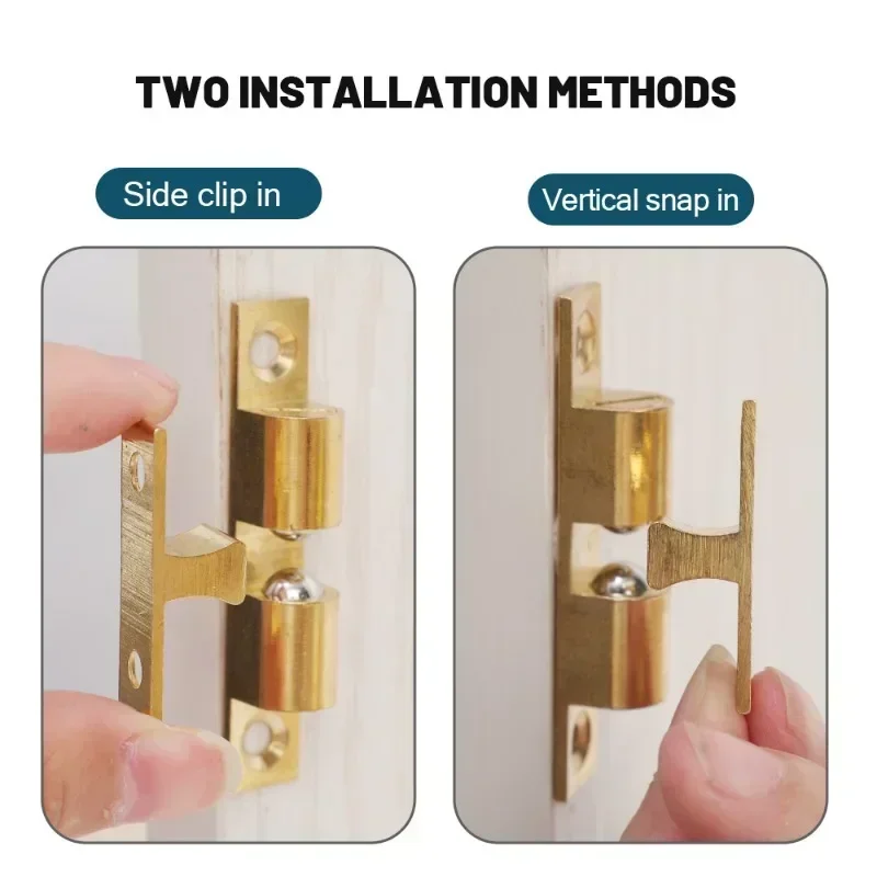 10/1PCS Furniture Door Ball Latch Double Balls Beads Locks Cabinet Brass Touch Beads Locks Adjustable Tension Latch Door Catches