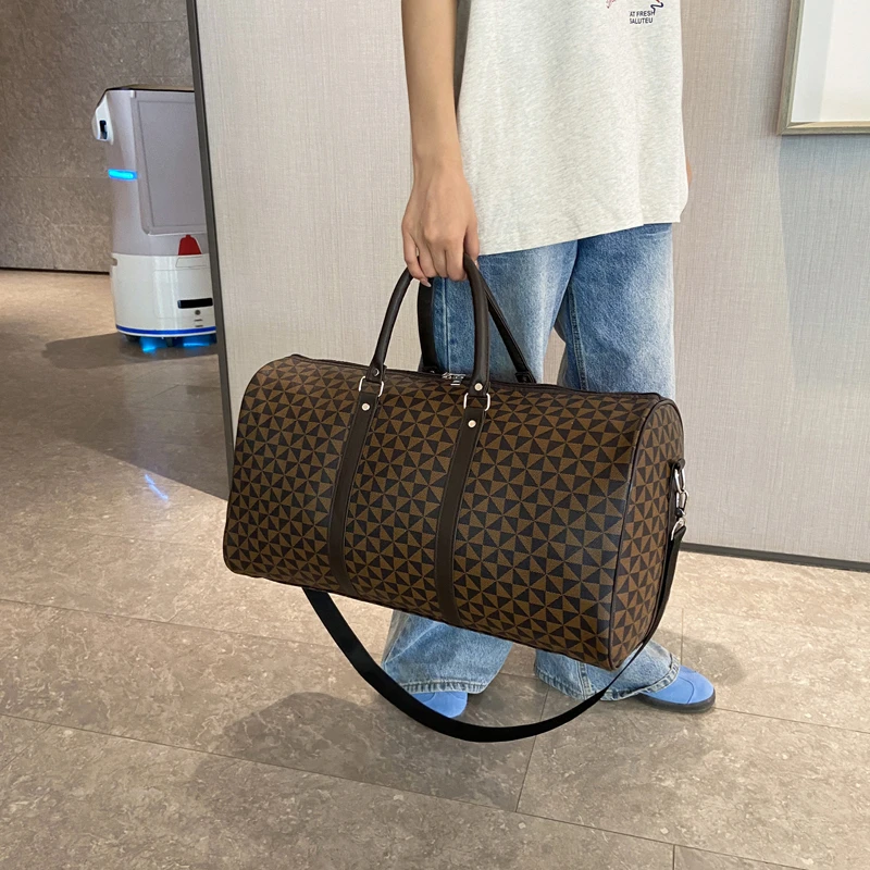 Retro Exquisite Geometric PU Travel Bags Large Capacity High Quality Color Matching Shoulder Bags for Women 2024 Fashion Classic