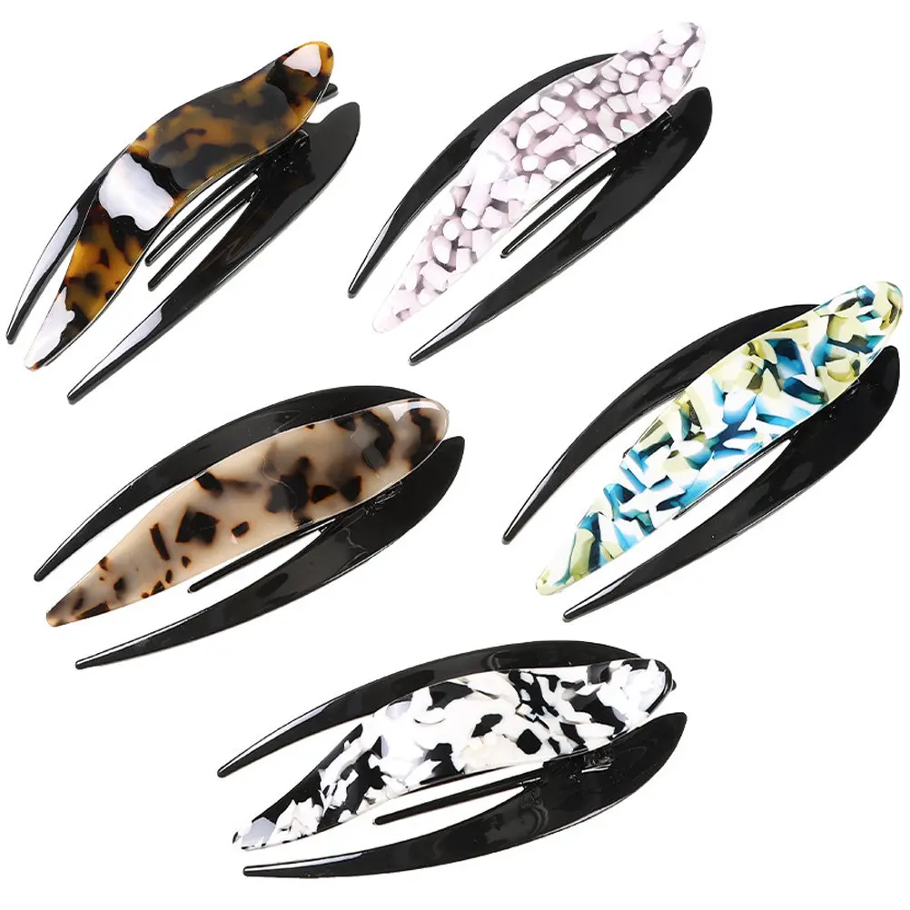 

5pcs French Clips Curved Non-Slip Claw Clips For Long Thick Hair Styling Wedding Party Purple Barrettes Women Accessories Flat