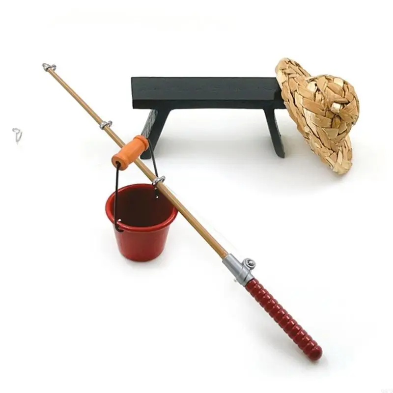 إكسسوارات صيد خشبية واقعية من البلاستيك الحديدي للأطفال بعمر 3 سنوات فما فوق، نموذج لعب تظاهري للمنزل