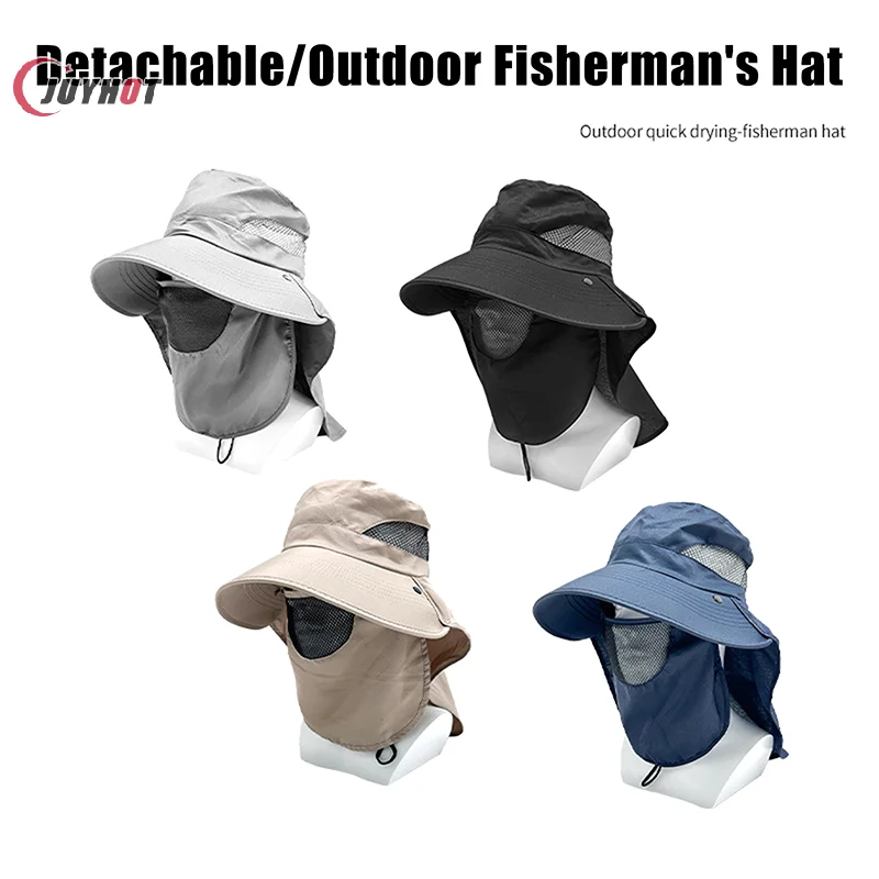 Face Neck Protection Beach Cap For Men Detachable Quick Drying Anti-UV Bucket Hat All-directional Shawl Sunscreen Hat Gifts