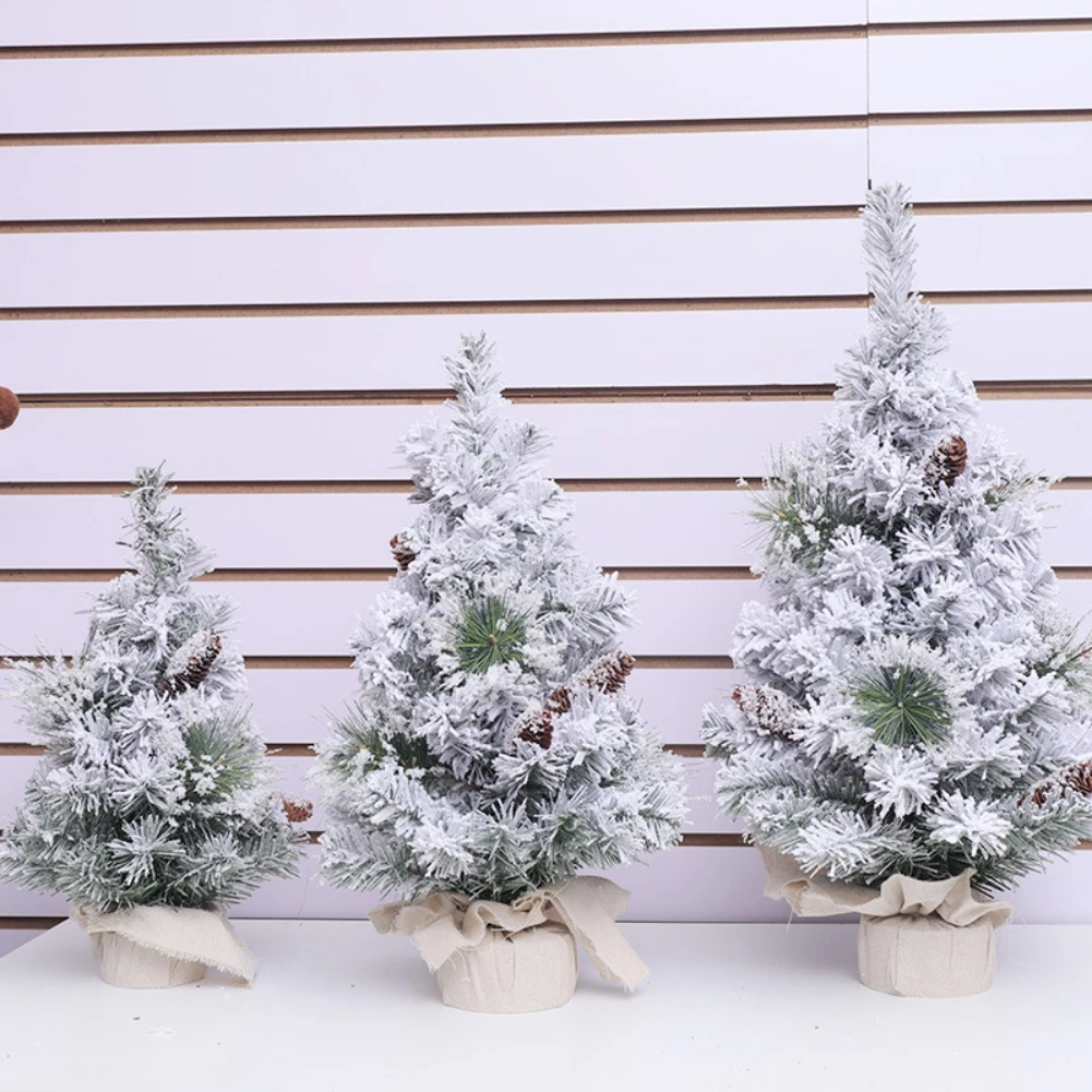 30/40/50/60cm Desktop Christmas Tree Snow Flocked Xmas Tree Holiday Home Decoration Mini Xmas Tree Ornaments New Year Navidad