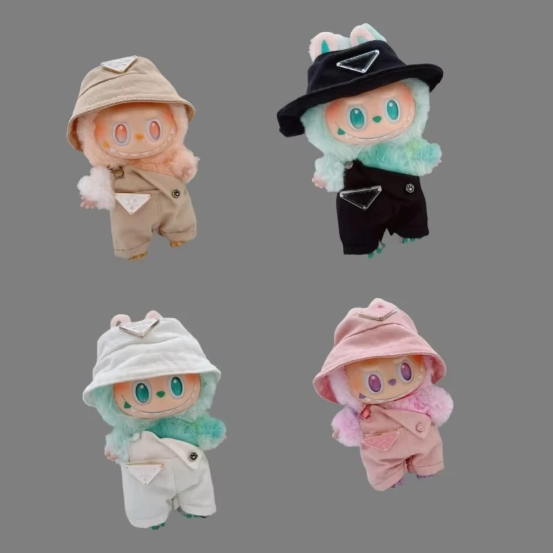 

17cm Labubu Mini Doll Clothing Multi-color Work Clothes V1 V2 V3 Overalls Hat Doll Clothes Accessories Children's Toys Gift