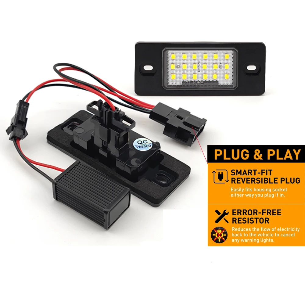 2pcs For VW LED License Number Plate Light Lamp Tiguan 07-11 Touareg Mk1 02-10 Passat B5.5 Golf 4/5 Wagon Error Free