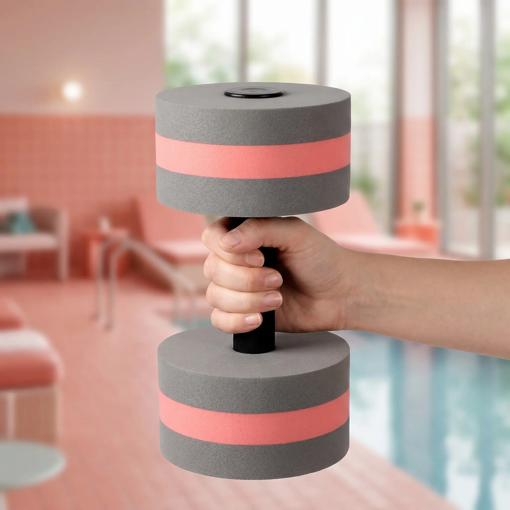 2Pcs Eva Floating Dumbbells Lightweight Portable Water Resistance Training Equipment for Swimming Pool Spa Aqua Fitness Cardio