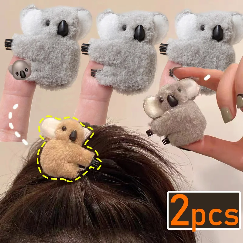 New Style Korean Cartoon Lovely Koala Plush Hair Claw Creative Sweet Cool Hairpins Cute Furry Hair Clip Kawaii Playful Headwear