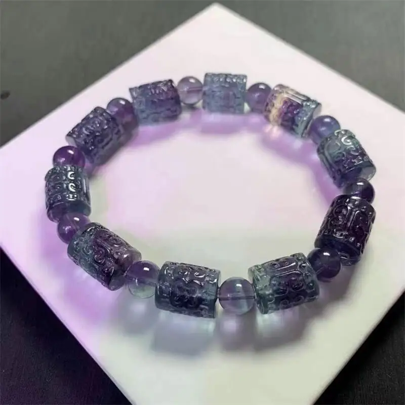 

10 мм натуральный синий флюорит мозаика браслет из бисера драгоценный камень модный кристалл исцеление для женщин ювелирные изделия подарок на запястье 1 шт.