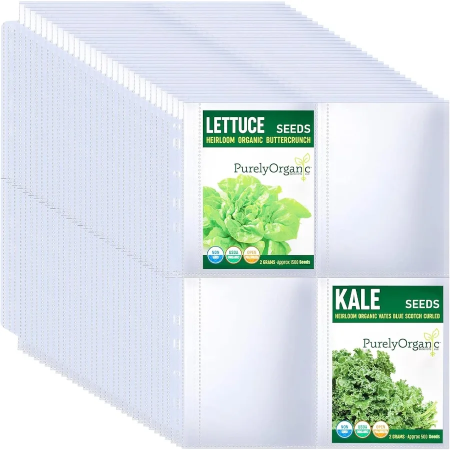 

30 упаковок, 120 карманов, пакетов для семян, рукава для переплета, органайзер для хранения садовых семян, страницы для 3 кольцевых слотов для переплета, размер 3,5x5, экономия семян