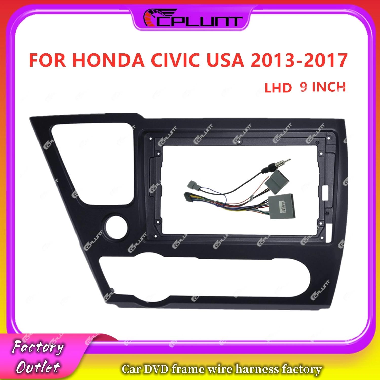 CPLUNT Car DVD Frame Fascia Adapter For HONDA CIVIC USA 2013-2017(LHD)9 INCH Android Radio Dash Fitting Panel Kit