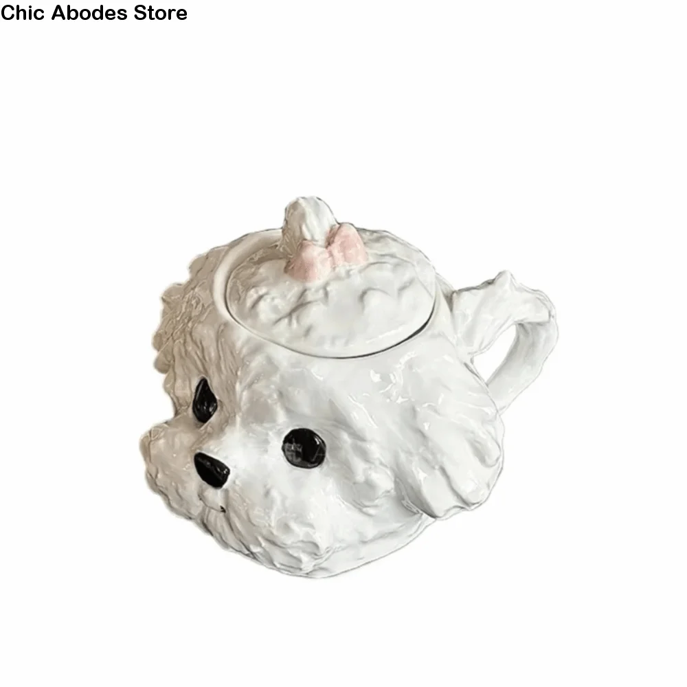 

Изысканная керамическая кружка в форме собаки с крышкой, 3D чайная кружка, реалистичная кофейная чашка с облаком, подарок на день рождения
