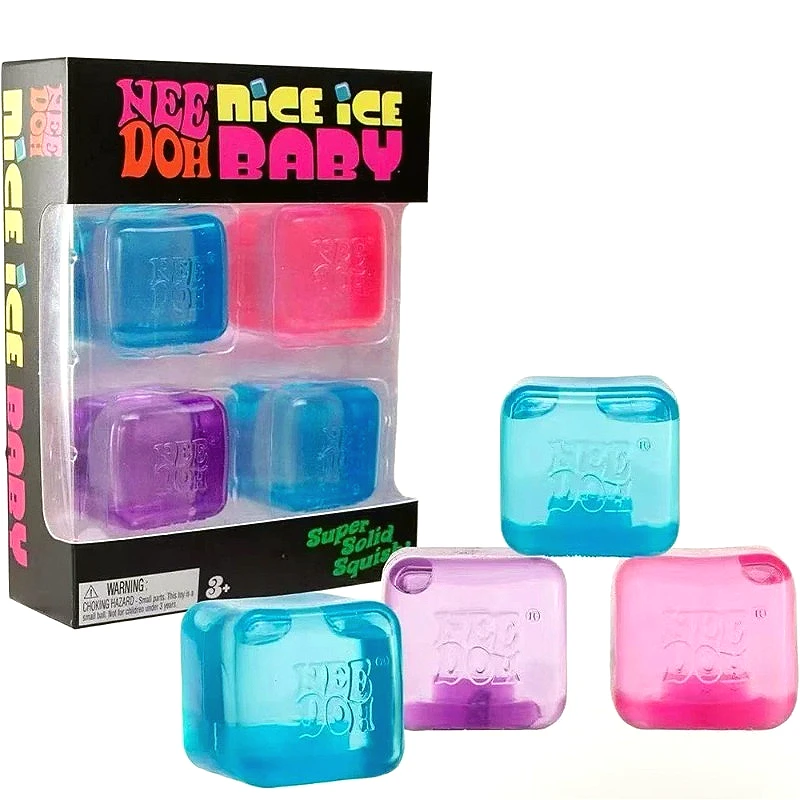 2026new  Needoh Nice Ice Baby Fidget Cube 4 Pack Super Solid Squish Sensory Toys Non-toxic Squeeze Toys for ADHD and Autism Gift