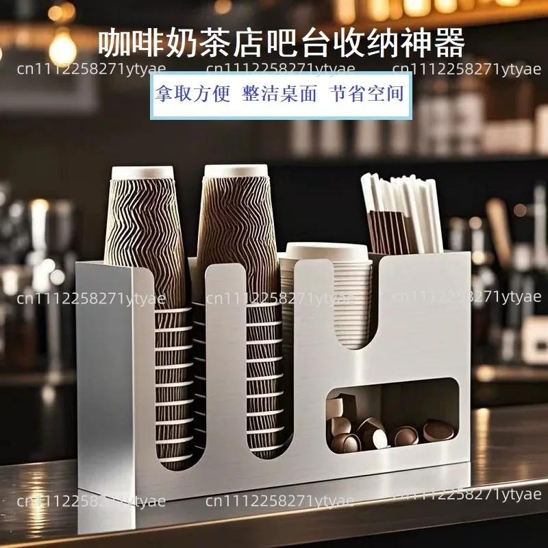 Commercial Countertop Disposable Cup Storage Rack Multi Function Cup Dispenser For Cafe Milk Tea Bar