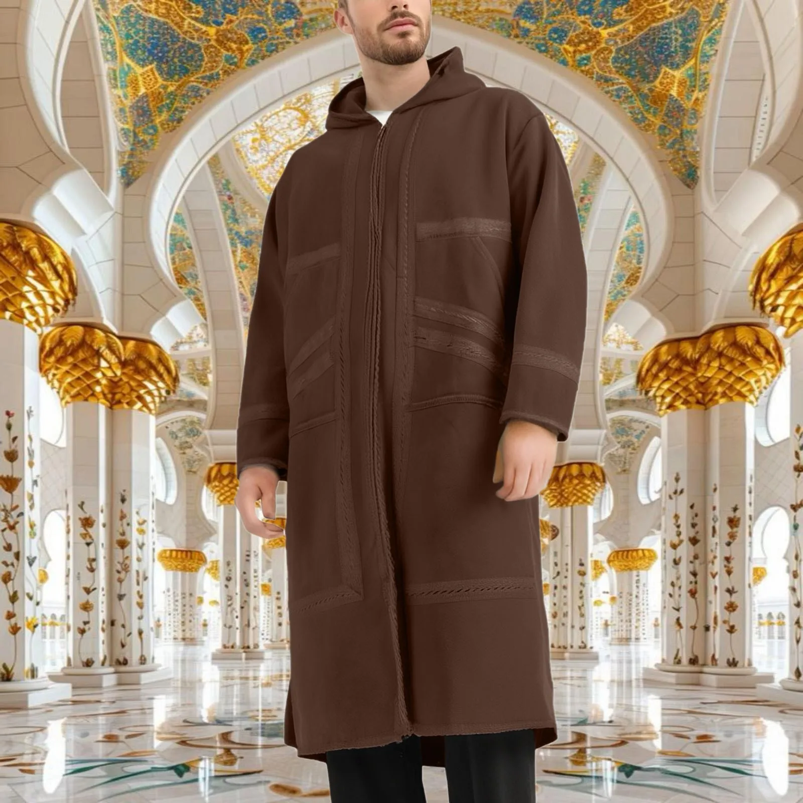 Arabische Männer Winter Verdickte Und Verlängert Wildleder Robe Ramadan Kleid Hemd Roupas Masculinas Muslim Islamischen Lange Robe Kleid