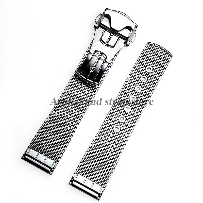 Hochwertiges 20-mm-Uhrenarmband aus Edelstahl für Omega Seamaster 007 Milanese Mesh Metallarmband Faltschließe Bandzubehör