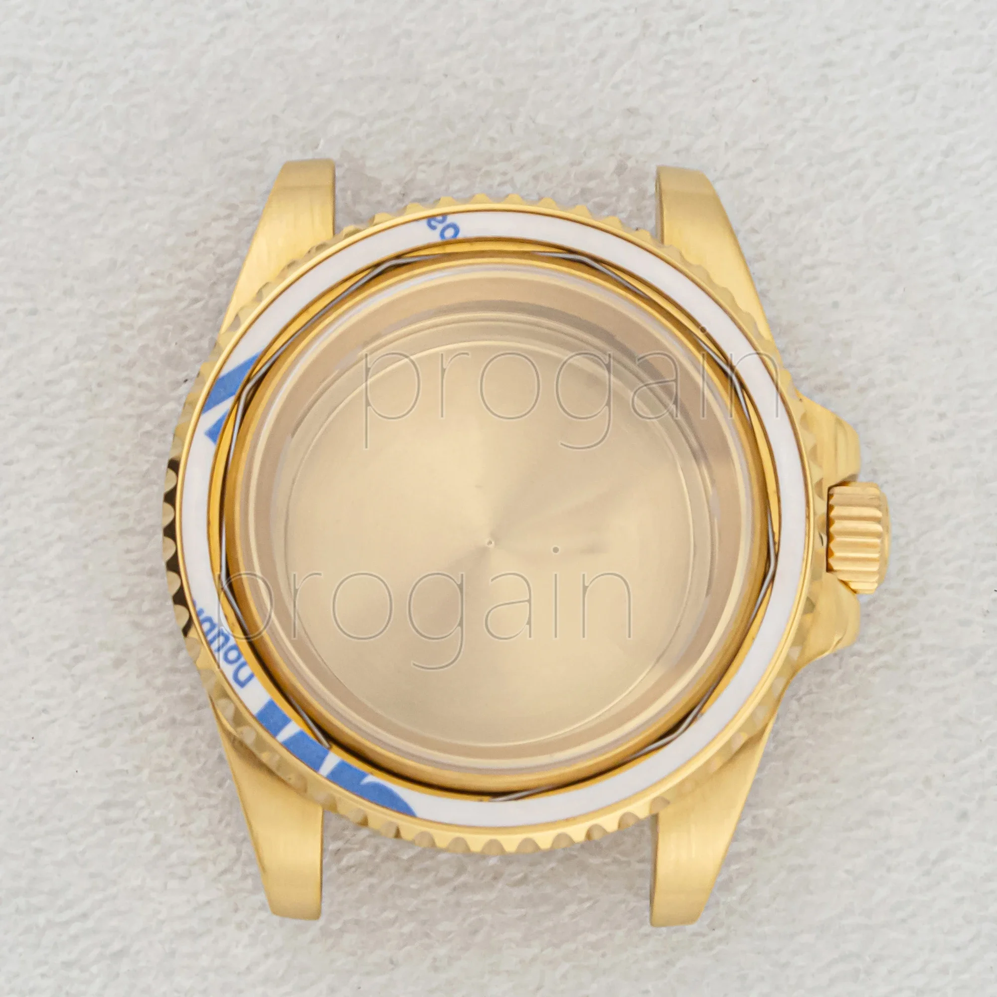 40mm ouro caixa de relógio aço inoxidável vidro safira 5atm à prova dwaterproof água caber sub gmt caso nh34 nh35 nh36 movimento acessórios relógio