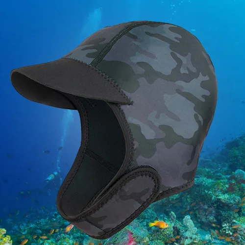 Imagen 2 del producto Cubierta de cabeza de buceo para hombre y mujer, protector de cabeza de neopreno, a prueba de frío, cálido, para nadar, surf, vadear al aire libre, 2MM