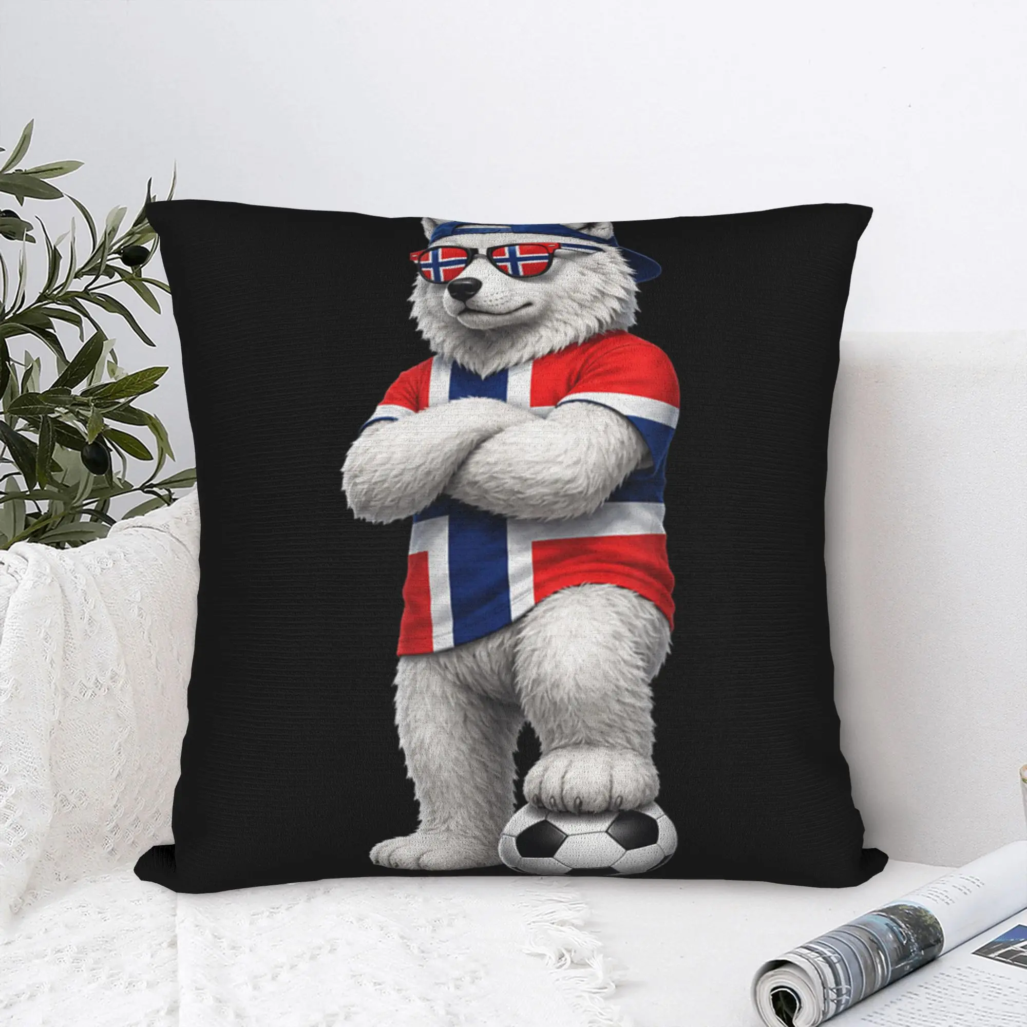 Norway Soccer Wolf Norwegian Flag Pillow Cover  Soft Cushion Cover Novelty Pillow Case For Sofa Home Decor