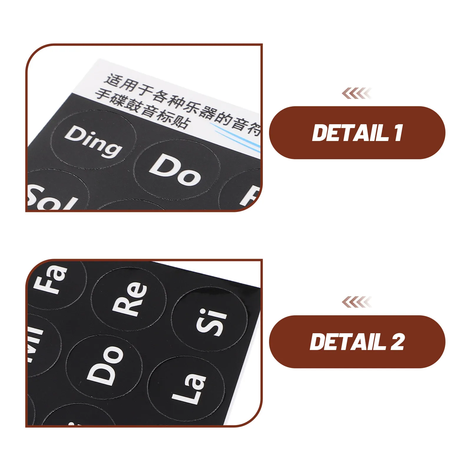 Tongue Drum Note Labels 6Pcs Adhesive Gold Embossed Large Print Stickers for Quick Note Identification