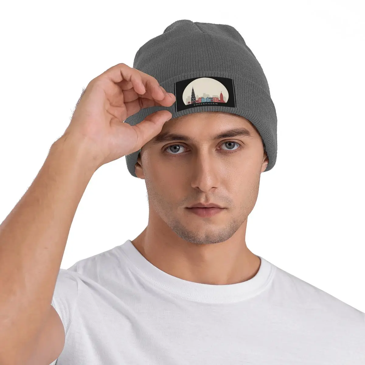 كوبنهاغن السفر أيقونة الشتاء Skullies قبعة صغيرة الخريف الدافئة قبعات منسوجة بونيه قبعات للنساء الرجال