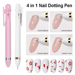 4 in 1 Nail Dotting Pen Creative DIY Nail Art Dotting Painting Tools Rotatable Ballpoint Dotting Tools Nail Point Drill Pen