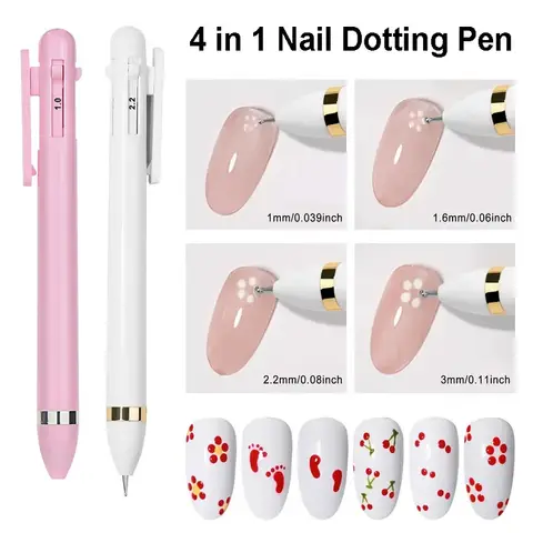 4 in 1 Nail Dotting Pen Creative DIY Nail Art Dotting Painting Tools Rotatable Ballpoint Dotting Tools Nail Point Drill Pen