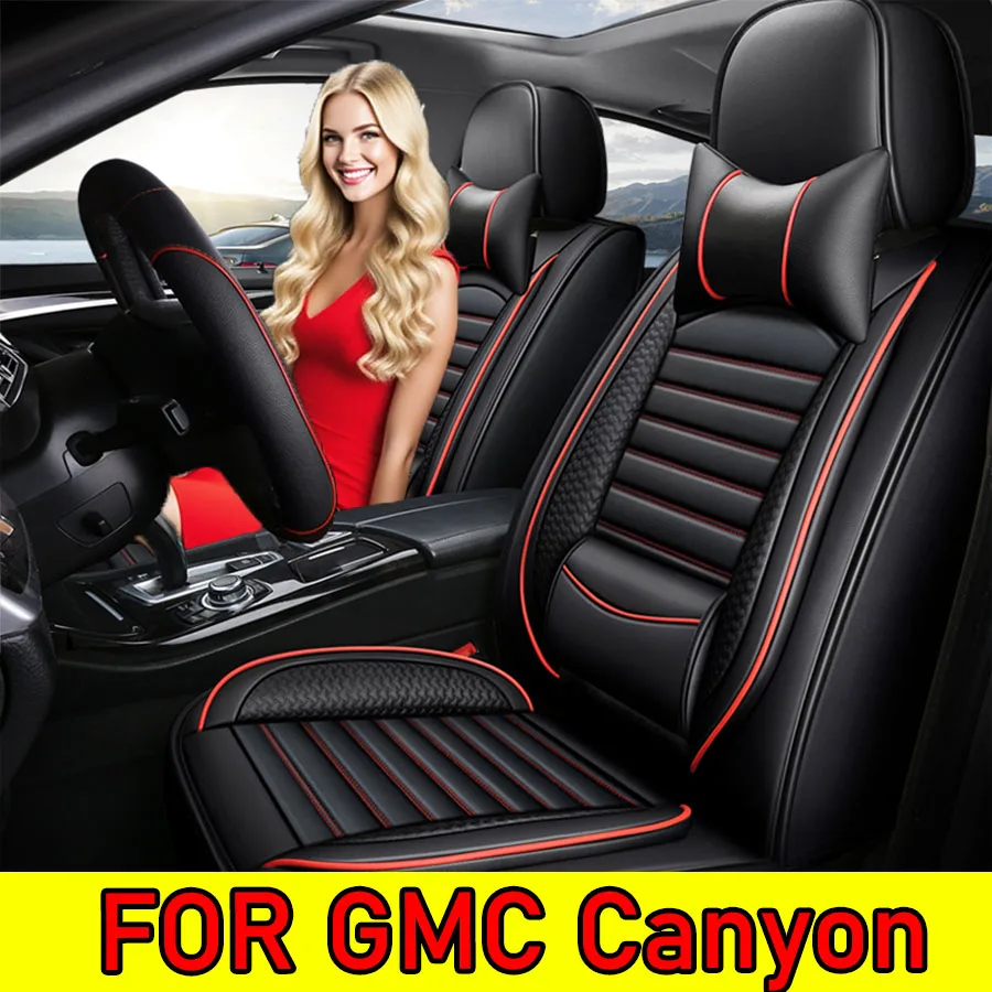 

FOR GMC Canyon Car seat cover waterproof wear-resistant PU leather luxury waist-fixed front and rear row full wrap seat cover