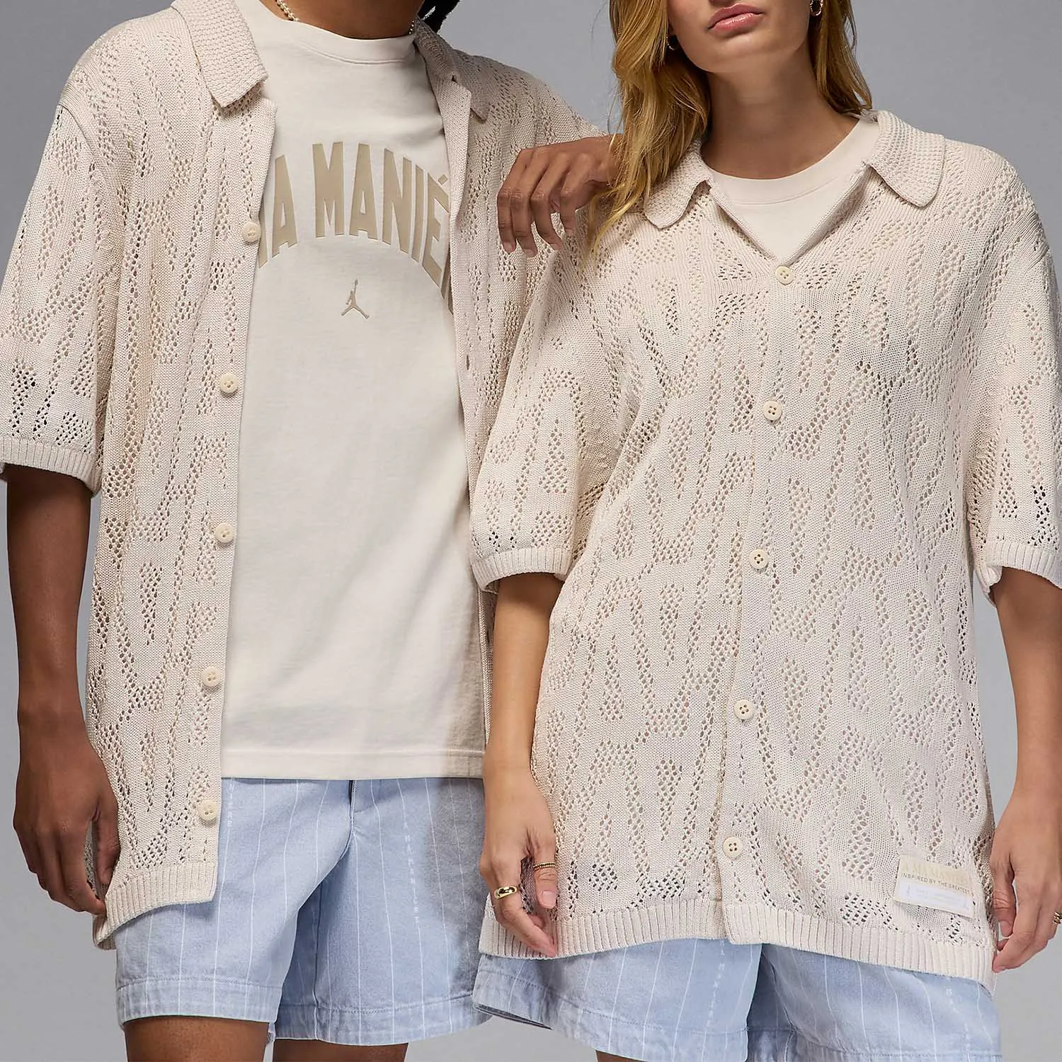 

Nike genuine JORDAN men's and women's fashionable breathable knitted collar short sleeved HF0535-030