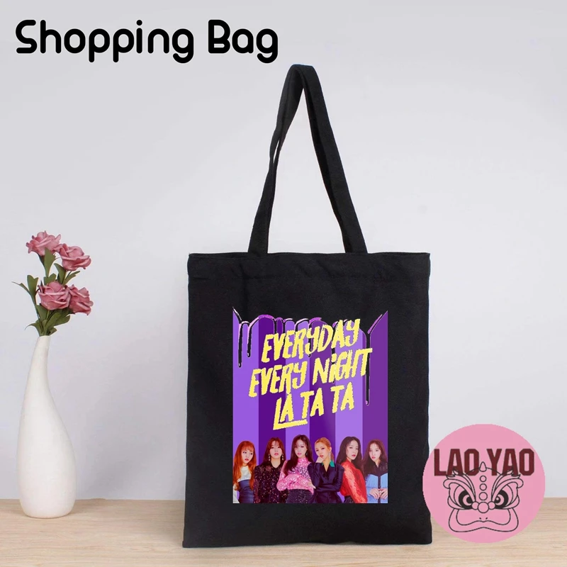 G-IDLE Kpop Shopper Bag per le donne borse di stoffa Totebag Tote Shopping estetica donna tela grande studente universitario nome personalizzato