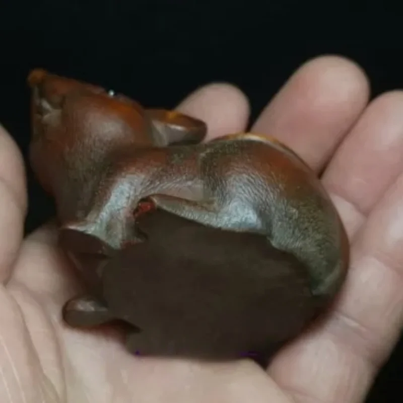 Japanese boxwood hand carved vivid mouse Figure statue netsuke collectable gift