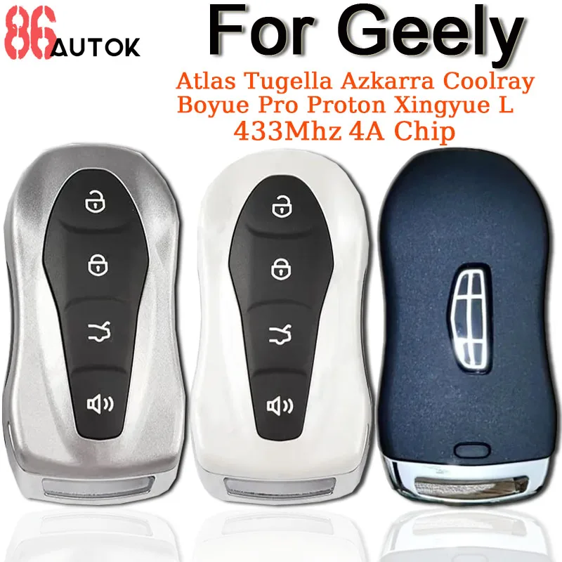 Car Keyless Auto Smart Remote Key OEM Original for Geely Atlas Tugella Azkarra Coolray Boyue Pro Proton Xingyue L 433Mhz 4A Chip