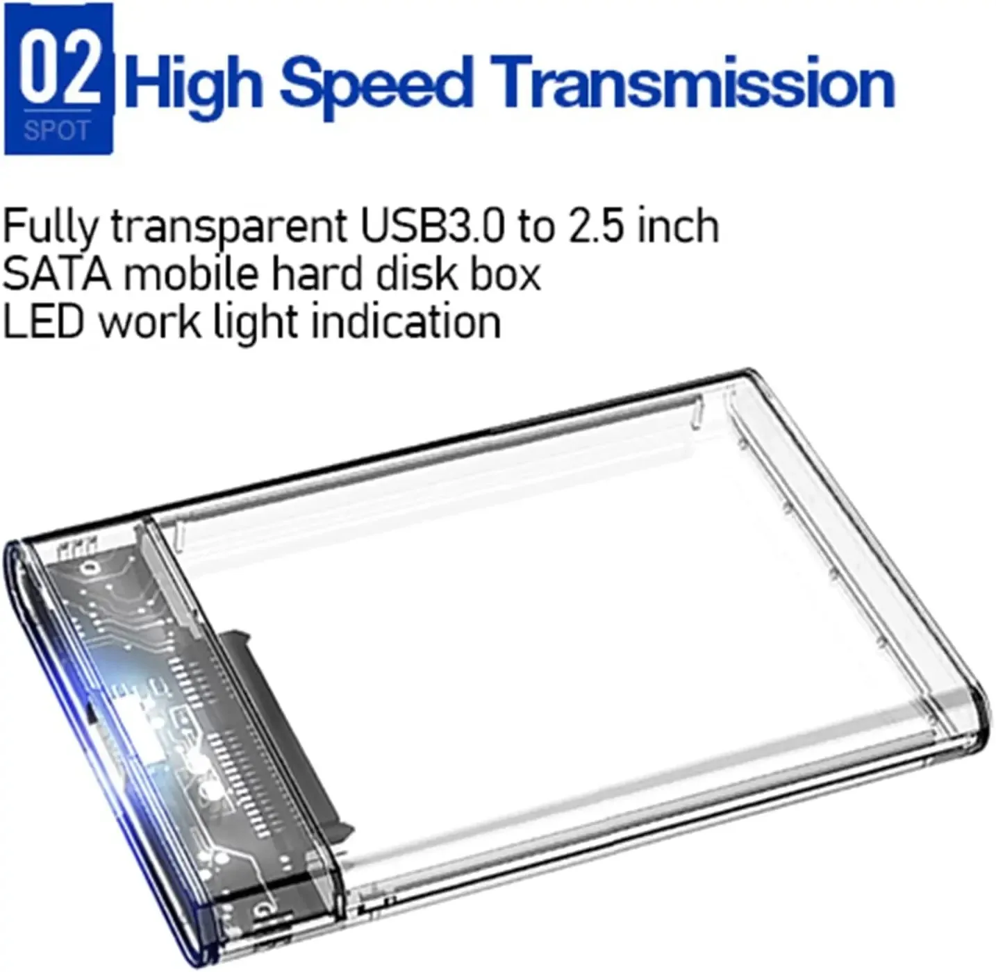 Caixa de disco rígido móvel usb 3.0/2.0/3.1 para tipo c cabo sata 2.5 polegadas 50cm suporte 6tb transparente móvel disco rígido ssd